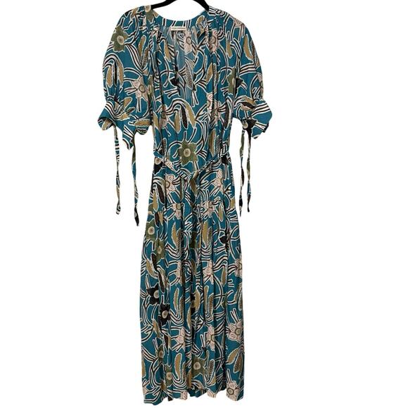 Ulla Johnson Dresses & Skirts - Ulla Johnson Blue Floral Print Ruffle Selena Midi Dress Size Small